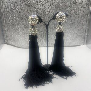 James Arpad Rhinestone Tassel Drop Vintage Earrings Excellent Condition